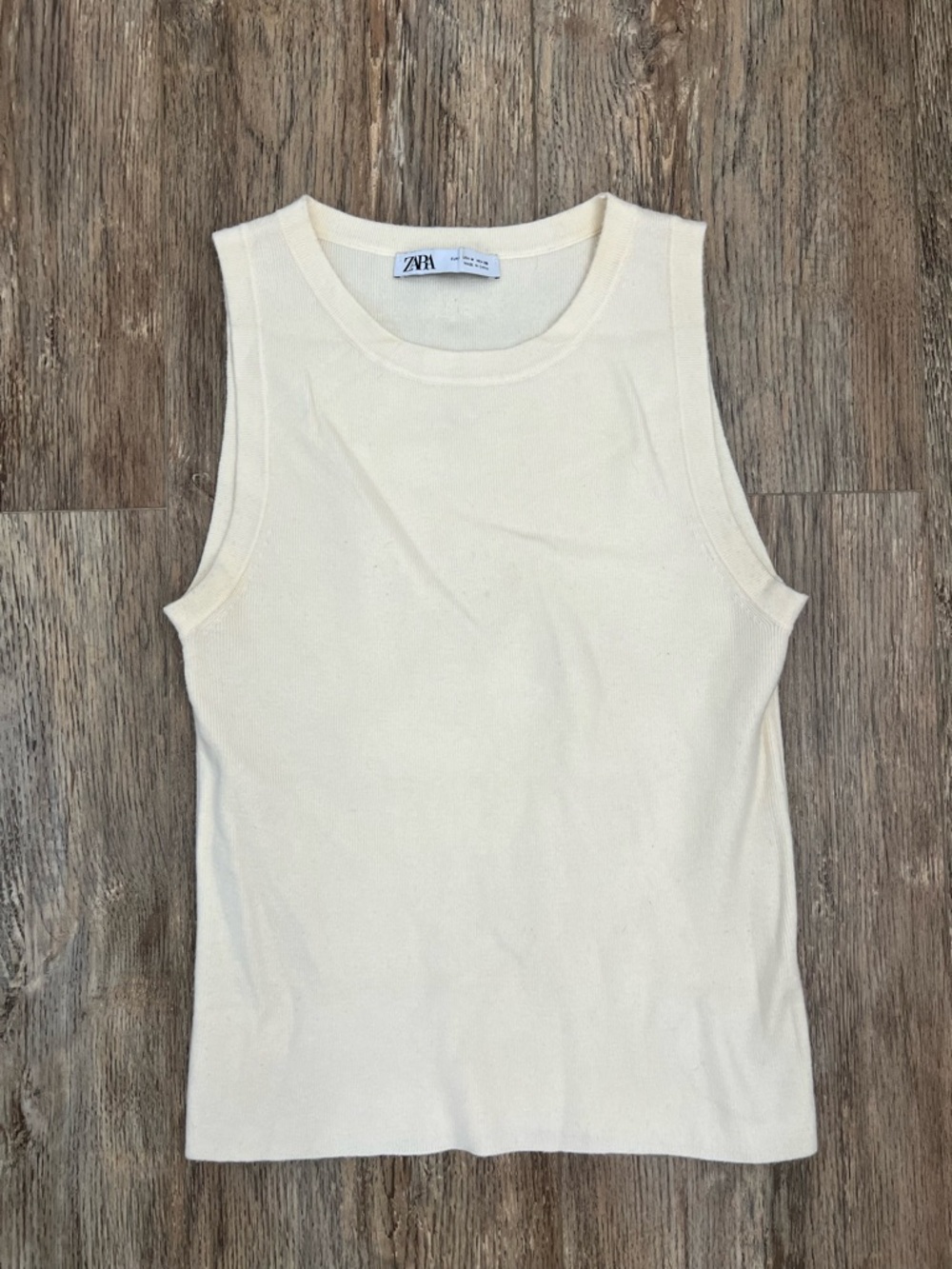 Zara Cream Ribbed Sleeveless Tank